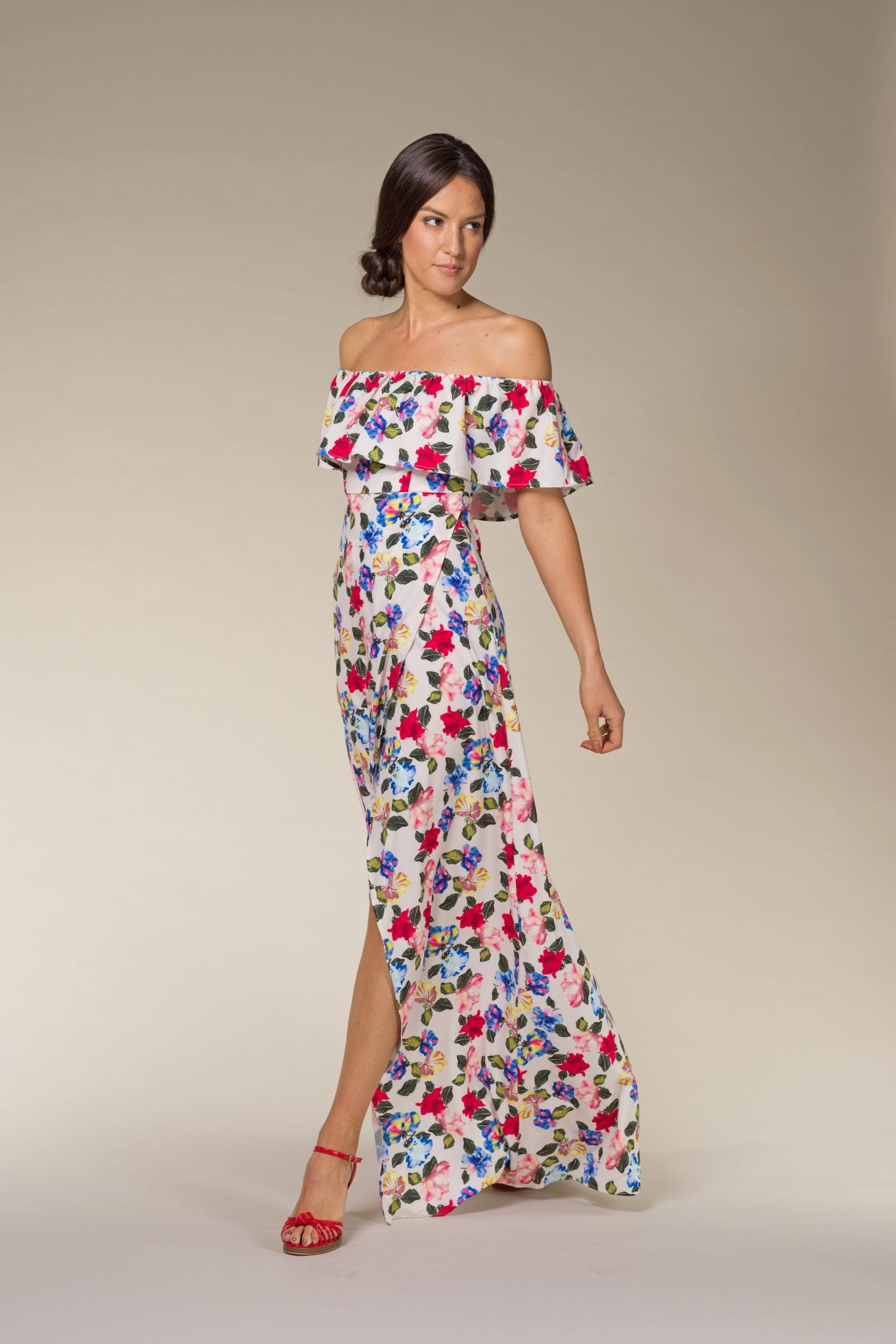 CARMEN Off-Shoulder Floral Maxi Dress ...